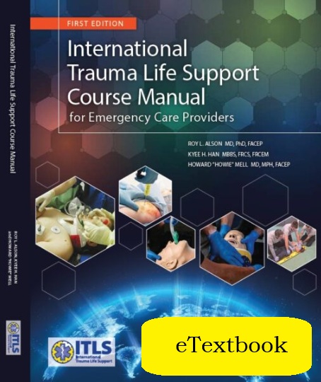 1st edition ITLS course manual cover with the words etextbook
